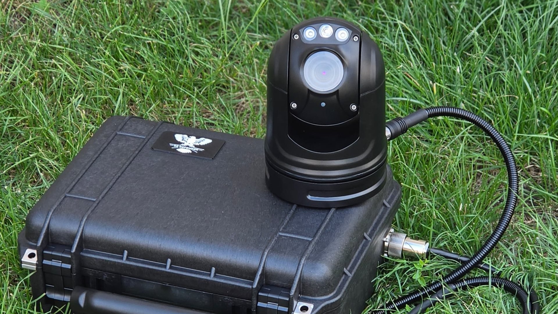 C2 Minions pan-tilt-zoom camera deployed from its rugged transport case